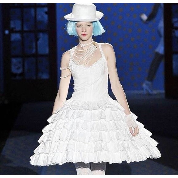 Betsey Johnson Dresses & Skirts - Vintage Betsey Johnson Dress Tiered Eyelet White Ruffles size 8 Cottagecore Boho